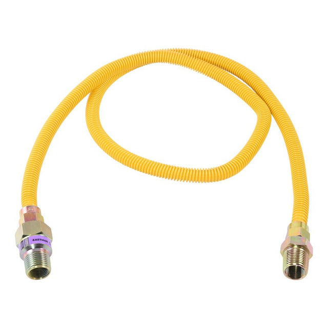 Eastman 10YE50V048B Gas Connector, 3/8 x 1/2 in, FIP x MIP, Stainless Steel, Epoxy-Coated, 48 in L, 3/8 in OD