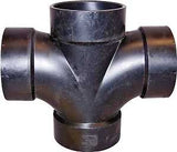 Canplas 102187BC Double Sanitary Cross, 1-1/2 in, Hub, ABS, Black