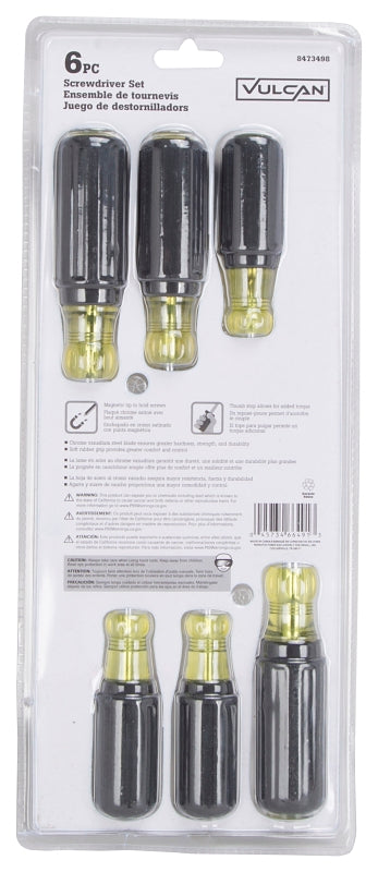 Vulcan SD-SET-PVC Screwdriver, 6-Piece, Yellow