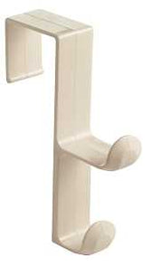 iDESIGN 16101 Series Door Hook, Door Mounting, 3 in L x 1 in W x 4-1/2 in H Dimensions, White, 2-Hook, Plastic