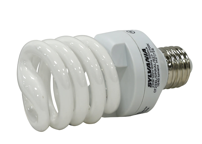 Sylvania 26354 Fluorescent Bulb, 23 W, T2 Lamp, E26 Medium Lamp Base, 1600 Lumens, 2700 K Color Temp