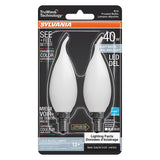 Sylvania TruWave Series 42082 LED Bulb, Bent Tip Lamp, 40 W Equivalent, Candelabra E12 Lamp Base, Dimmable, Frosted