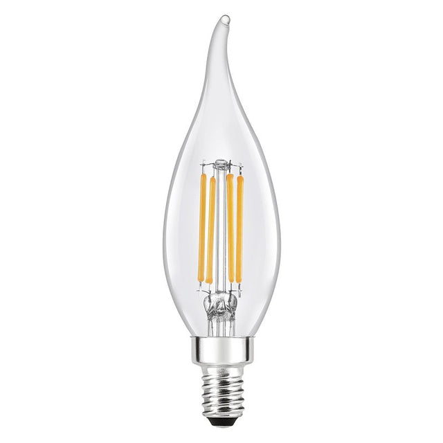 Sylvania TruWave Series 42093 LED Bulb, Bent Tip Lamp, 40 W Equivalent, Candelabra E12 Lamp Base, Dimmable, Clear