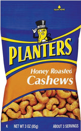 Planters 422700 Cashew, Honey Roasted, 3 oz Bag, Pack of 12