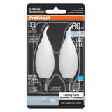 Sylvania TruWave Series 42083 LED Bulb, Bent Tip Lamp, 60 W Equivalent, Candelabra E12 Lamp Base, Dimmable, Frosted