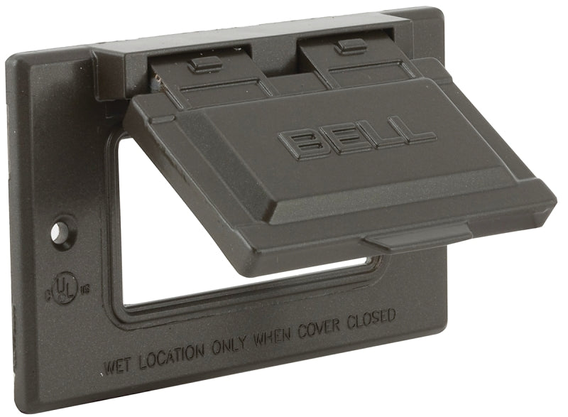 Hubbell 5101-7 Cover, Flip, Snap, 2-13/16 in L, 4-9/16 in W, 1-Gang, Metal, Bronze, Powder-Coated, 6/CD