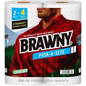 Brawny Pick-A-Size 44375 Paper Towel, 5-1/2 in L, 11 in W, 2-Ply, White, 2/PK, Pack of 12