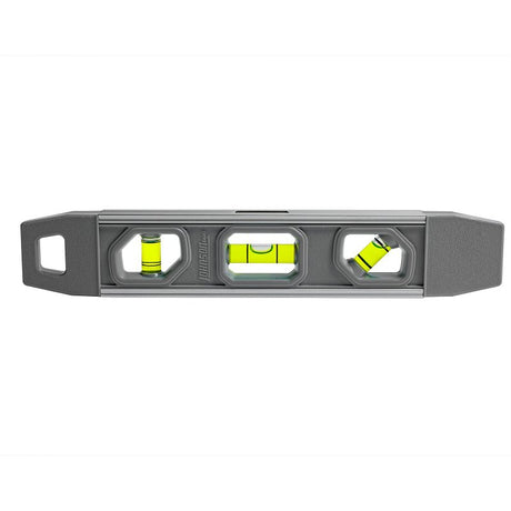 Johnson 1405-0900 Torpedo Level, 9 in L, 3-Vial, Magnetic, Aluminum/Rubber, Gray