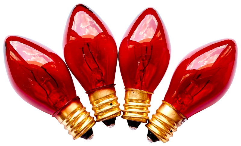 Hometown Holidays 19152 Replacement Bulb, 5 W, Candelabra Lamp Base, Incandescent Lamp, Transparent Red Light