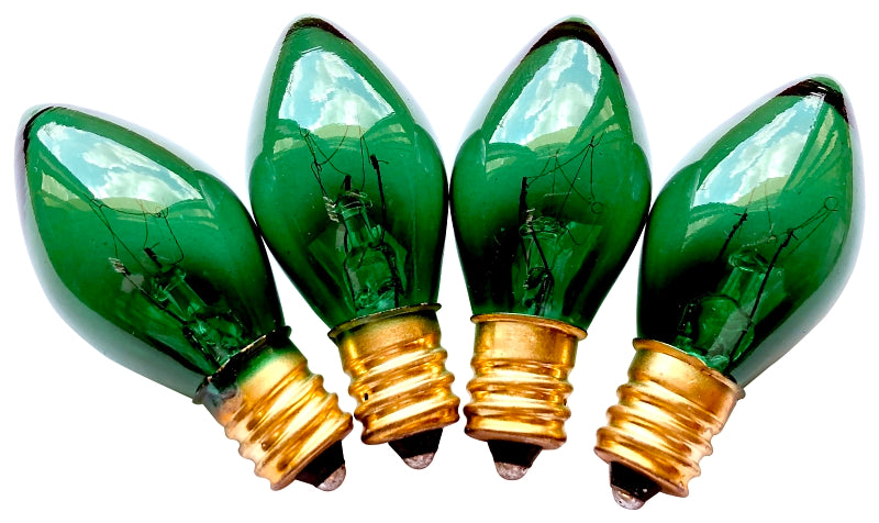 Hometown Holidays 19155 Replacement Bulb, 5 W, Candelabra Lamp Base, Incandescent Lamp, Transparent Green Light