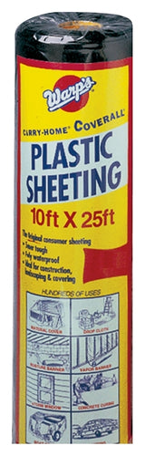 Warp's 6CH10-B Poly Film, 6 mil Thick, 25 ft L, 10 ft W, Black, Pack of 4