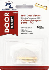 Defender Security U 9895 Door Viewer, 160 deg Viewing, 1-5/16 to 2-1/8 in Thick Door, Brass, Brass
