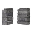 DuraKwik Stone 308VAC Siding Corner, 13 in L, 10 in W, 4 in Thick, Interlocking Edge, Ledgestone Profile, Volcano Ash