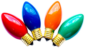Hometown Holidays 16450 Light Bulb, 7 W, Intermediate Lamp Base, Incandescent Lamp, Ceramic Multi-Color Light, Pack of 25