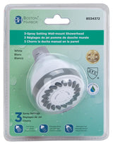 Boston Harbor SD3068WH Fixmount Shower Head, 1.75 (6.6) 80 gpm (L/MIN) psi, 1/2-14 NPT Connection, Threaded, ABS