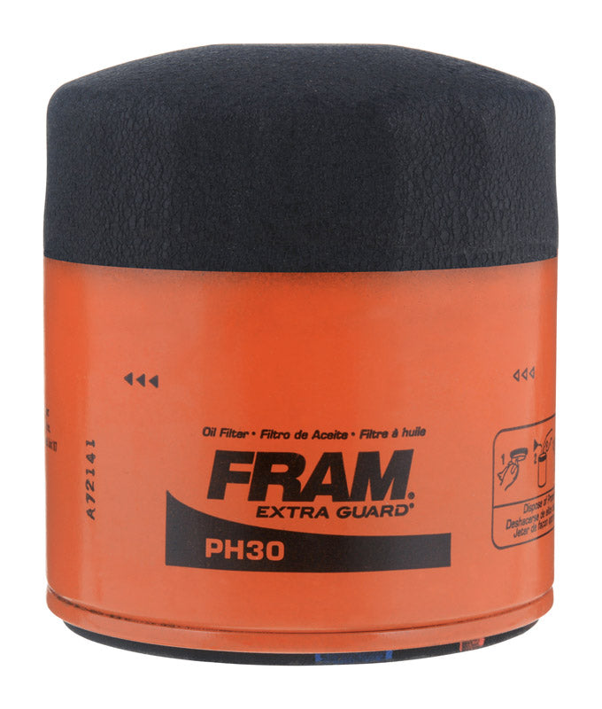 Fram PH30 Full Flow Lube Oil Filter, 13/16-16 Connection, Threaded, Cellulose, Synthetic Glass Filter Media