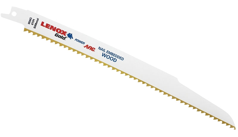 Lenox Gold 21062956G Reciprocating Saw Blade, 3/4 in W, 9 in L, 6 TPI