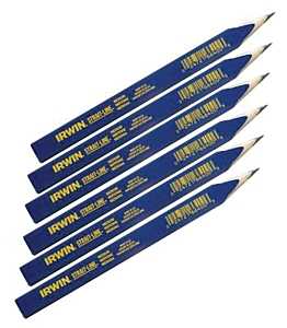 Irwin 66301 Carpenter Pencil, Blue, Wood Barrel, Pack of 12