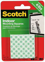 Scotch 111-24 Mounting Square, Heavy-Duty, 1 in L, 1 in W, White
