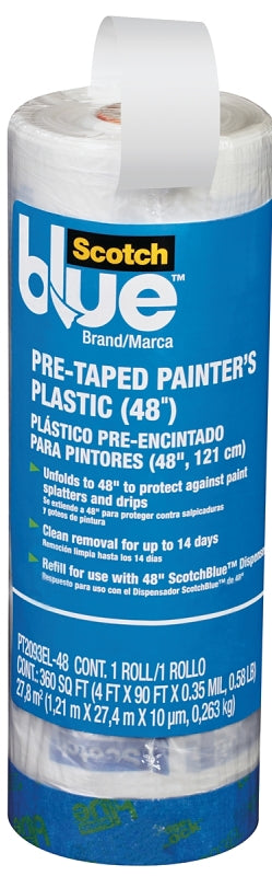 ScotchBlue PT2093EL-48 Painter's Tape, 30 yd L, 48 in W, 0.35 mil Thick, Crepe Paper Backing, Blue