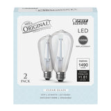Feit Electric ST19100CL/950CA/2 Filament LED Bulb, Original Vintage, ST19 Lamp, 100 W Equivalent, E26 Medium Lamp Base