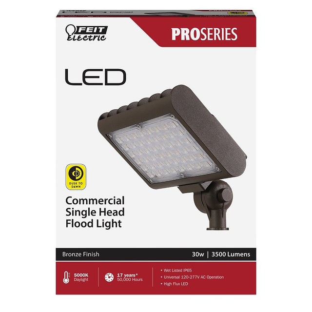 Feit Electric Pro S7CSFL/850/BZ Flood Light, 120 to 227 V, 30 W, LED Lamp, Daylight Light, 3500 Lumens, Pack of 4
