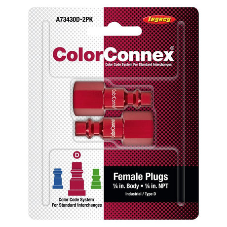 ColorConnex A73430D-2PK Plug, Industrial Interchange, 1/4 in, FNPT, Aluminum, 2/PK
