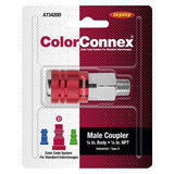 Legacy A73420D Industrial Interchange Coupler, 1/4 in, MNPT, Aluminum/Steel, Zinc, Red