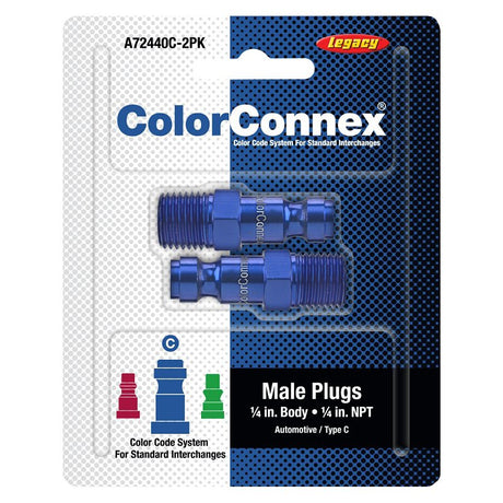 ColorConnex A72440C-2PK Plug, Automotive Interchange, 1/4 in, MNPT, Aluminum, 2/PK