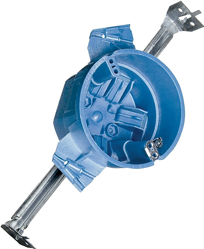 Carlon BH525HP Ceiling Box, Threaded Mounting, 4 in W, 4 in D, 3 in H, 1-Gang, Polycarbonate, Blue