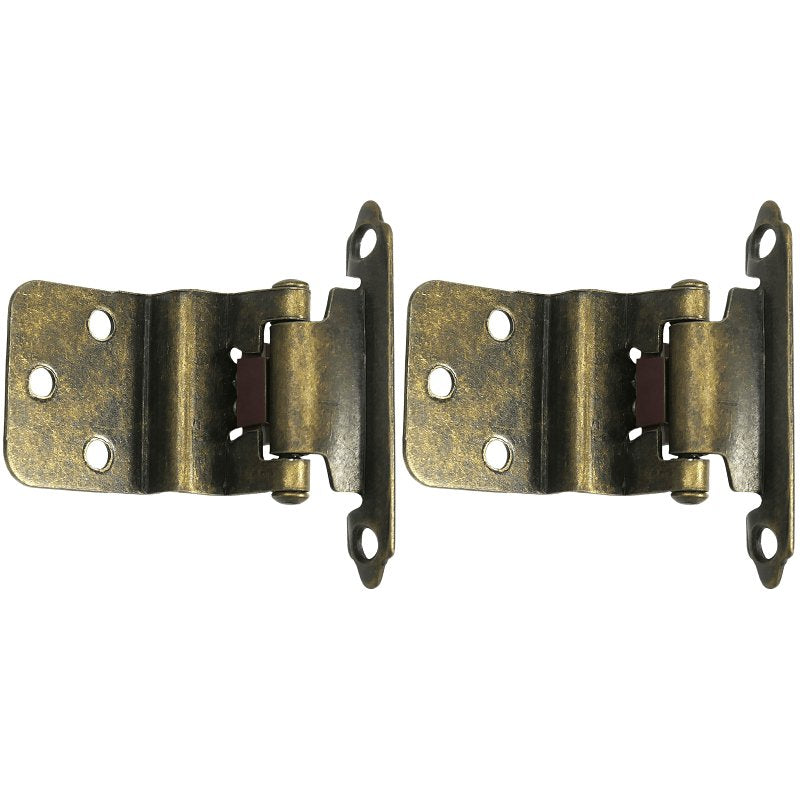 Laurey 28605 Cabinet Hinge, 3/8 in Inset, Self Close, Antique Brass