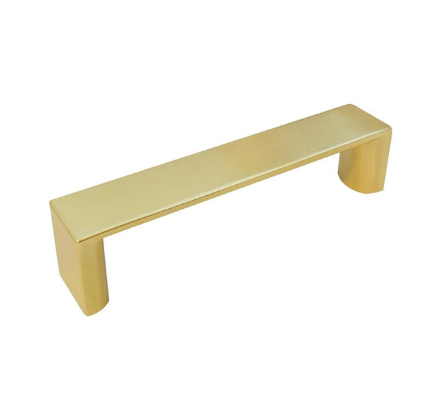 Laurey Metro Series 41004 Cabinet Pull, 4.09 in L Handle, 0.78 in H Handle, 1.18 in Projection, Zinc, Satin Brass