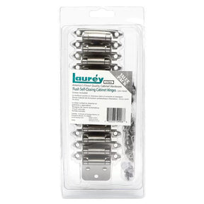 Laurey 59906 Cabinet Hinge, 90 deg Hinge Opening, Self Close, Brushed Satin Nickel