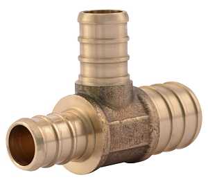 SharkBite UC454LFA 3/4-in x 1/2-in x 1/2-in PEX Crimp Brass Reducing Tee