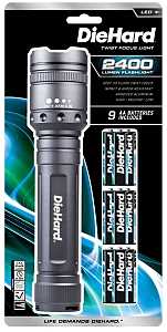 Dorcy DieHard Series 41-6124 Twist Flashlight, AA Battery, Alkaline Battery, LED Lamp, 2400 Lumens Lumens, Flood Beam
