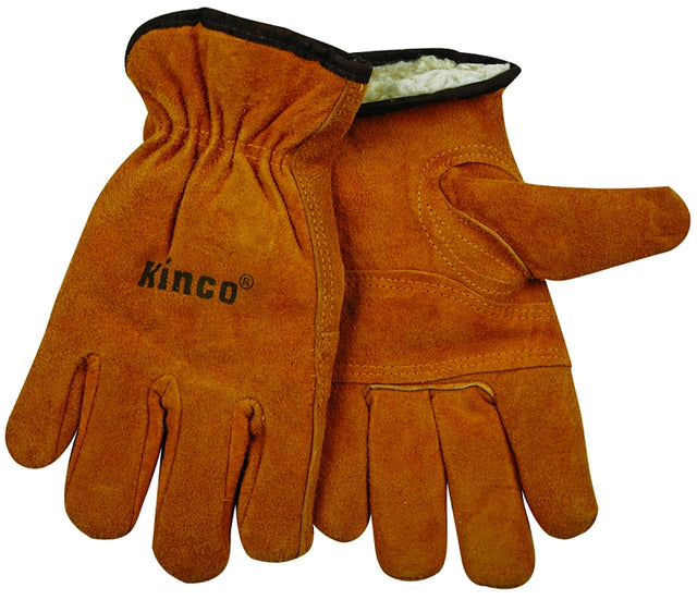 Kinco 51PL-L Gloves, Men's, L, 10-1/2 in L, Keystone Thumb, Easy-On Cuff, Cowhide Leather, Gold