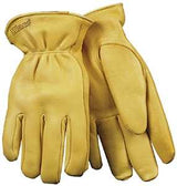 Heatkeep 90HK-M Driver Gloves, Men's, M, 10 in L, Keystone Thumb, Easy-On Cuff, Deerskin Leather, Yellow