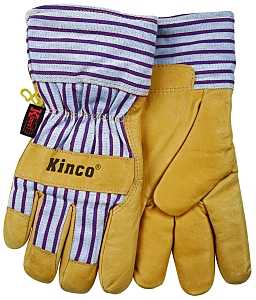 Kinco 1927-C Protective Gloves with Safety Cuff, Wing Thumb, Blue/Tan