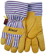 Kinco 1927-C Protective Gloves with Safety Cuff, Wing Thumb, Blue/Tan