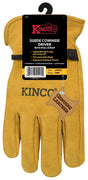 Kinco 50BT-XL Gloves, Men's, XL, Keystone Thumb, Ball and Tape Cuff, Suede Cowhide Leather, Gold