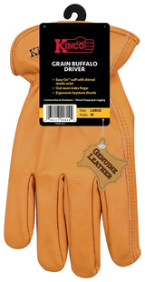 Kinco 81-M Gloves, Men's, M, Keystone Thumb, Easy-On Cuff, Grain Buffalo Leather, Gold