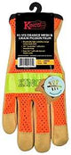 Kinco 909-L Reflective Gloves, Men's, L, Keystone Thumb, Easy-On Cuff, Nylon Back, Gold/Hi-Vis Orange