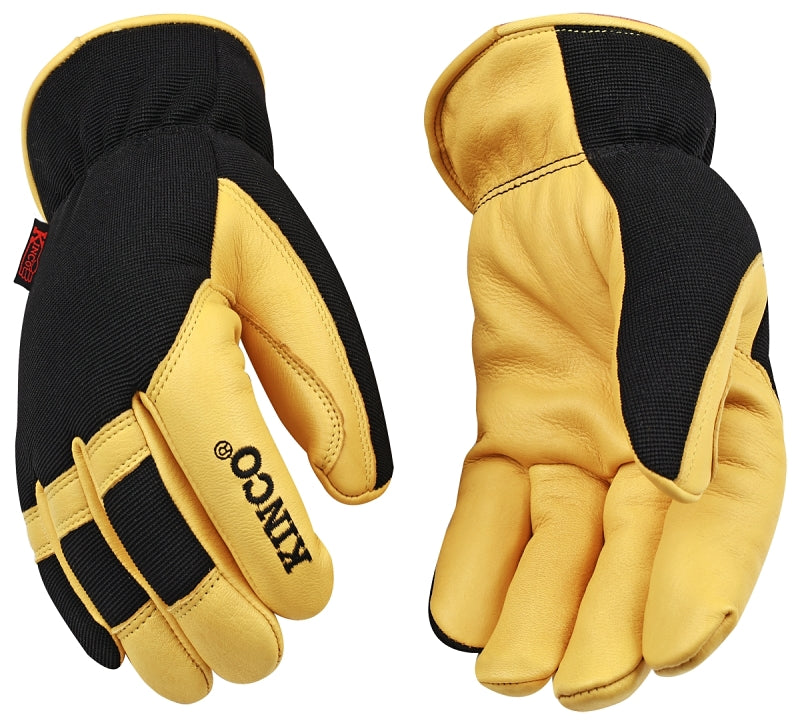 KincoPro 101HK-XL Safety Gloves, Men's, XL, Wing Thumb, Shirred Elastic Wrist Cuff, Polyester/Spandex Back, Gold