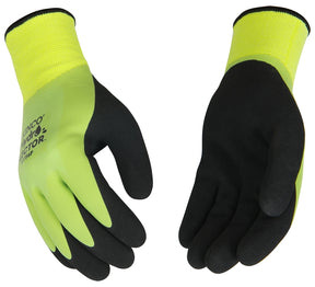 Hydroflector 1786P-L Thermal Protective Gloves, Men's, L, Knit Wrist Cuff, Latex Coating, Acrylic, Black/Green