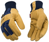 Heatkeep 1926KW-M Gloves, Men's, M, Angled Wing Thumb, Easy-On, Elastic Knit Wrist Cuff, Blue/Golden