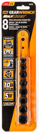 GearWrench 87911 Bolt Biter Series Socket Set, Chrome Molybdenum Alloy, Black Oxide, Includes: Socket Rail