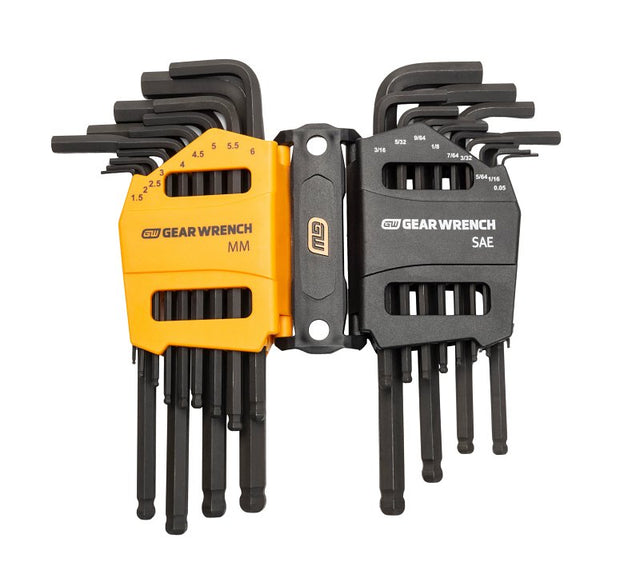 GearWrench 83505 Ball End Long Arm Key Set, 26-Piece, Steel, Specifications: Hex Drive, SAE, Metric Measurement