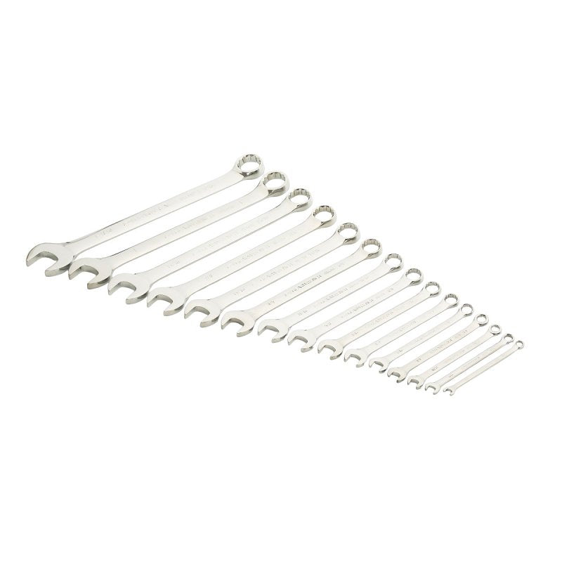 GearWrench 81901 Wrench Set, 15 -Piece, Alloy Steel, Full Polish Chrome, Specifications: SAE Measurement