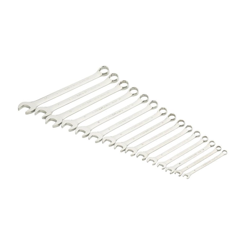GearWrench 81902 Combination Wrench Set, 15-Piece, Steel, Chrome