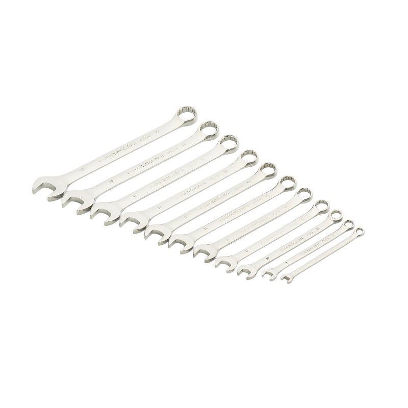 GearWrench 81938G Combination Wrench Set, 11-Piece, Steel, Chrome, Specifications: Long Pattern Length Format
